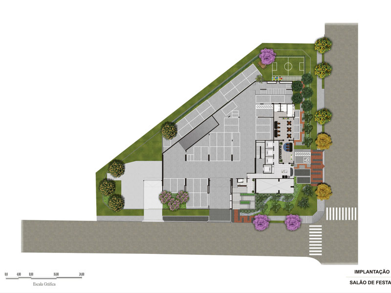 Ilustração da planta - Implantação Salão de festas 