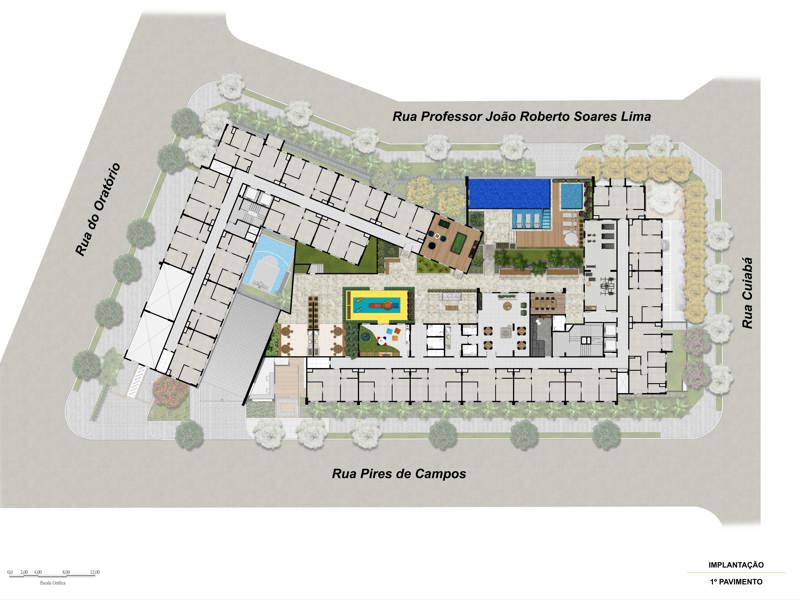 Ilustração da planta - Implantação 1º pavimento