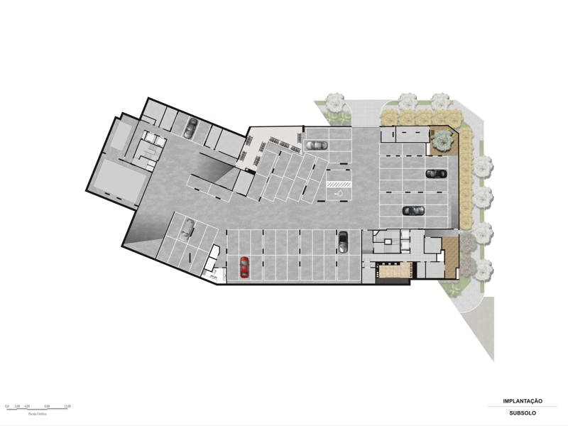 Ilustração da planta - Implantação subsolo