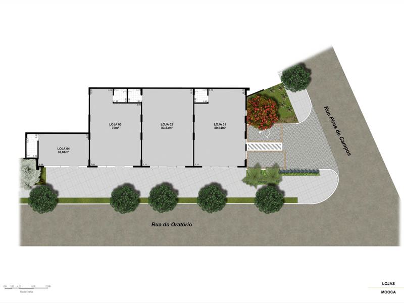 Ilustração da planta - Implantação Lojas